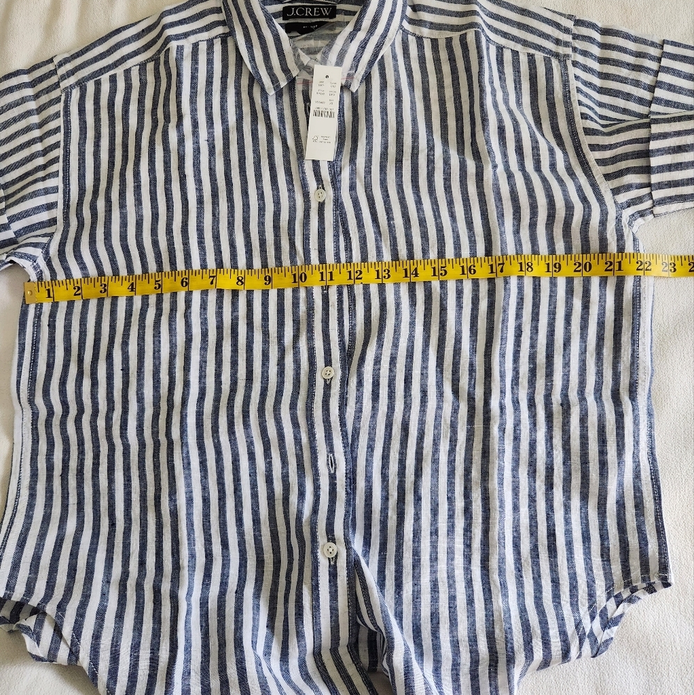 J. Crew Women's Capitaine shirt in striped Baird McNutt Irish linen Size XS - Picture 5 of 8